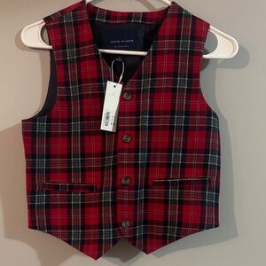 Janie and Jack Red Plaid Vest